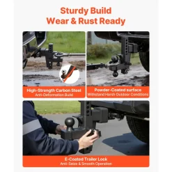 VEVOR Adjustable Trailer Hitch, Fit 2.5 Inch Receiver, Trailer Hitch Mount with 2 Inch & 2-5/16 Inch Balls, 21000 lbs GTW, 9 Inch Drop, Towing Ball Mounts for RVs, Off-Road Vehicles and Trucks, Black