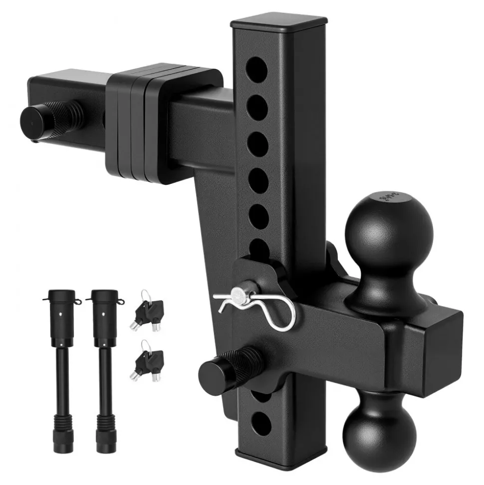VEVOR Adjustable Trailer Hitch, Fit 2 Inch Receiver, Trailer Hitch Mount with 2 Inch & 2-5/16 Inch Balls, 18500 lbs GTW, 8 Inch Drop, Towing Ball Mounts for RVs, Off-Road Vehicles and Trucks, Black