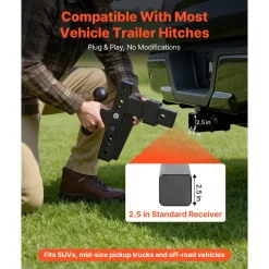 VEVOR Adjustable Trailer Hitch, Fit 2.5 Inch Receiver, Trailer Hitch Mount with 2 Inch & 2-5/16 Inch Balls, 28000 lbs GTW, 8 Inch Drop, Towing Ball Mounts for RVs, Off-Road Vehicles and Trucks, Black