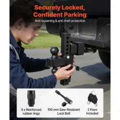 VEVOR Adjustable Trailer Hitch, Fit 2.5 Inch Receiver, Trailer Hitch Mount with 2 Inch & 2-5/16 Inch Balls, 18500 lbs GTW, 10 Inch Drop, Towing Ball Mounts for RVs, Off-Road Vehicles and Trucks, Black