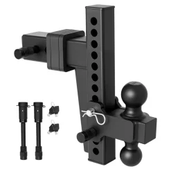 VEVOR Adjustable Trailer Hitch, Fit 2.5 Inch Receiver, Trailer Hitch Mount with 2 Inch & 2-5/16 Inch Balls, 18500 lbs GTW, 10 Inch Drop, Towing Ball Mounts for RVs, Off-Road Vehicles and Trucks, Black