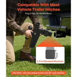 VEVOR Adjustable Trailer Hitch, Fit 2.5 Inch Receiver, Trailer Hitch Mount with 2 Inch & 2-5/16 Inch Balls, 18500 lbs GTW, 10 Inch Drop, Towing Ball Mounts for RVs, Off-Road Vehicles and Trucks, Black