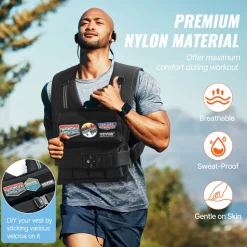 VEVOR Adjustable Weighted Vest, 35lb Weight Vest with Iron Weights, Shoulder Pad, and Reflective Stripe, Body Weight Vest Exercise Set for Men Women, Workout Equipment for Strength Training Running