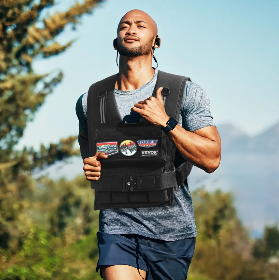 VEVOR Adjustable Weighted Vest, 35lb Weight Vest with Iron Weights, Shoulder Pad, and Reflective Stripe, Body Weight Vest Exercise Set for Men Women, Workout Equipment for Strength Training Running