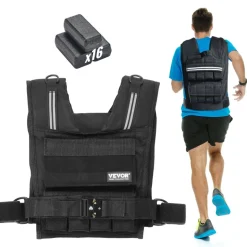 VEVOR Adjustable Weighted Vest, 35lb Weight Vest with Iron Weights, Shoulder Pad, and Reflective Stripe, Body Weight Vest Exercise Set for Men Women, Workout Equipment for Strength Training Running