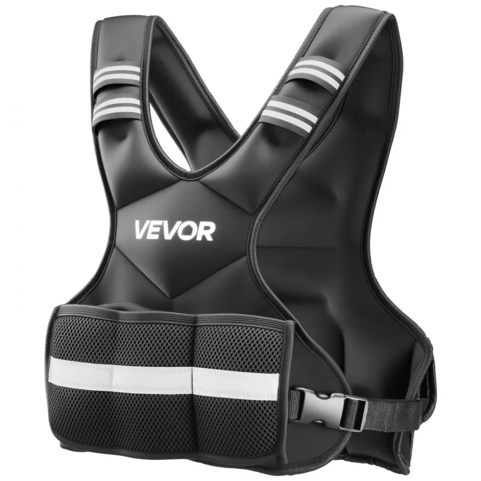 VEVOR Adjustable Weighted Vest, 4-10 lbs Comfortable X-Shape Body Weight Vest Set with 6 Weight Packs and Reflective Stripe, for Men Women, Workout Equipment for Strength Training Running Jogging