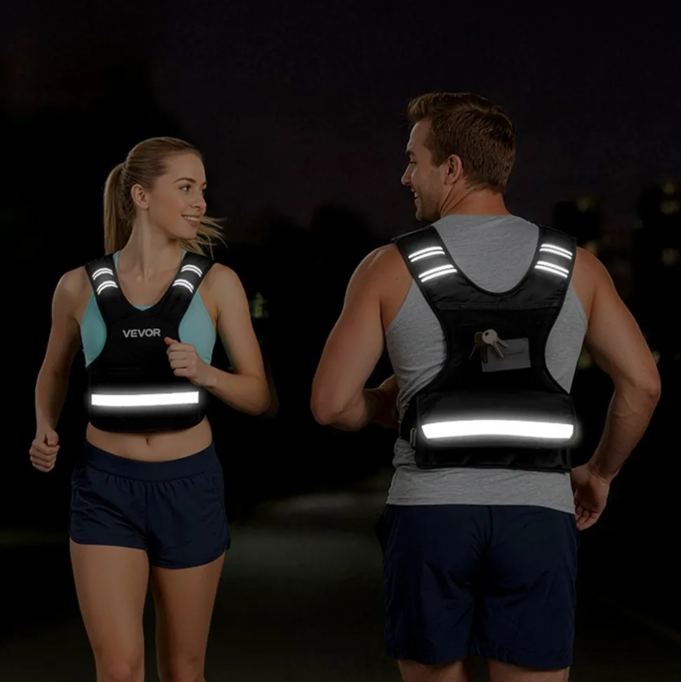 VEVOR Adjustable Weighted Vest, 4-10 lbs Comfortable X-Shape Body Weight Vest Set with 6 Weight Packs and Reflective Stripe, for Men Women, Workout Equipment for Strength Training Running Jogging