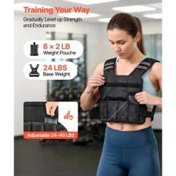 VEVOR Adjustable Weighted Vest, 24-40 lbs Comfortable X-Shape Body Weight Vest Set with 8 Weight Packs and Reflective Stripe, for Men Women, Workout Equipment for Strength Training Running Jogging