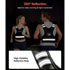 VEVOR Adjustable Weighted Vest, 24-40 lbs Comfortable X-Shape Body Weight Vest Set with 8 Weight Packs and Reflective Stripe, for Men Women, Workout Equipment for Strength Training Running Jogging