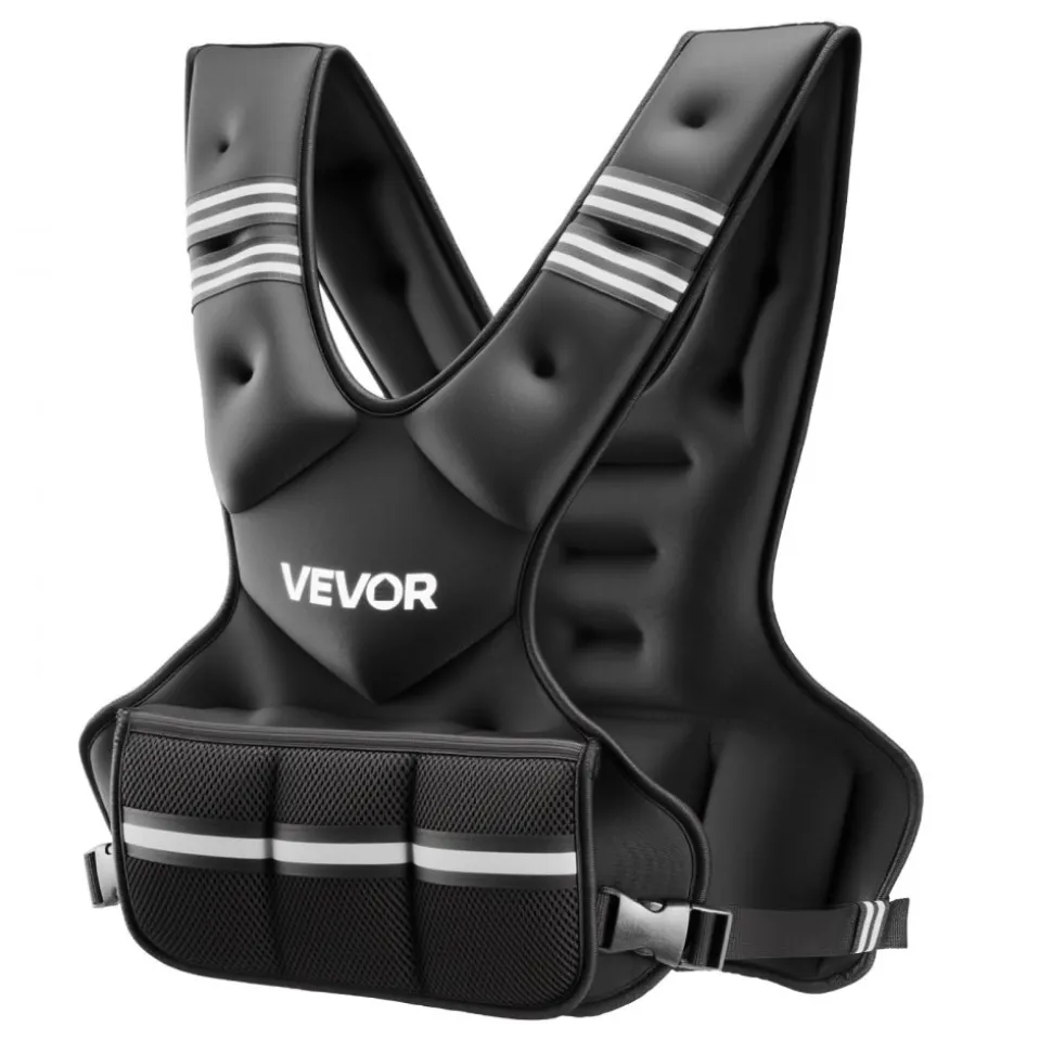 VEVOR Adjustable Weighted Vest, 11-20lb Weight Vest with 6 Ironsand Weights and Reflective Stripe, Body Weight Vest Exercise Set for Men Women, Workout Equipment for Strength Training Running Jogging