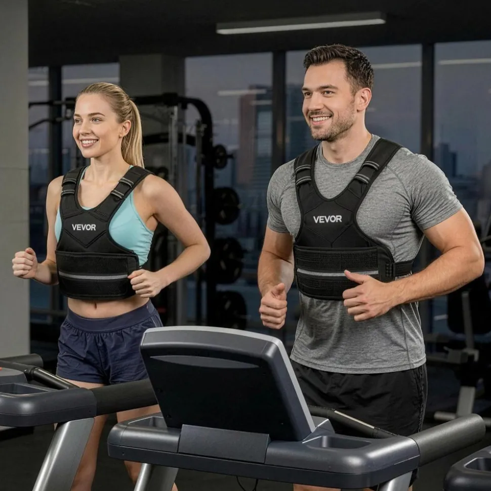 VEVOR Adjustable Weighted Vest, 11-20lb Weight Vest with 6 Ironsand Weights and Reflective Stripe, Body Weight Vest Exercise Set for Men Women, Workout Equipment for Strength Training Running Jogging