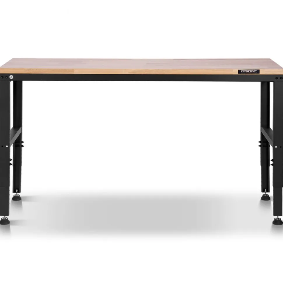 VEVOR Adjustable Workbench, 2000 lbs Capacity, 61 x 20-inch Heavy Duty Work Bench with 27.1-36 Inches Height Adjustment, Garage Workbench with Power Outlets, Suitable for Office, Garage, Workshop