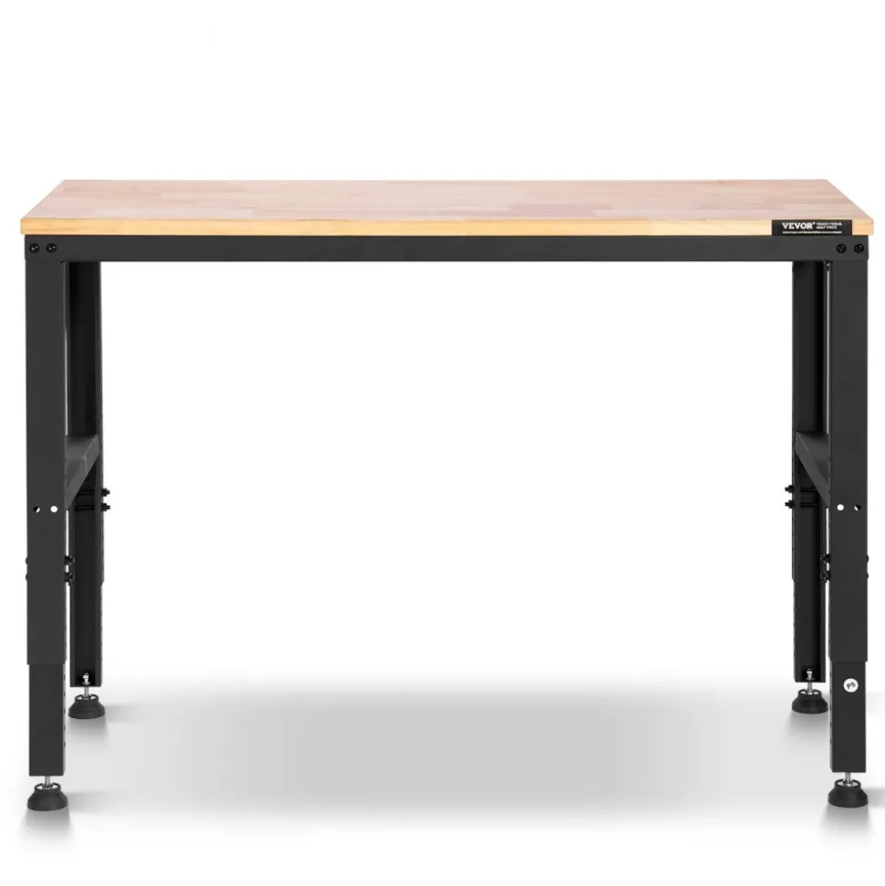 VEVOR Adjustable Workbench, 2000 lbs Capacity, 48 x 20-inch Heavy Duty Work Bench with 28.5-38.3 Inches Height Adjustment, Garage Workbench with Power Outlets, Suitable for Office, Garage, Workshop