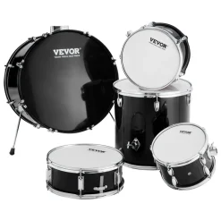 VEVOR Adult Drum Set, 5-Piece, 22 inches Complete Full Size Drum Kit with Bass Toms Snare Floor Drum Adjustable Throne Stands Cymbal Hi-Hat Pedal and Drumsticks, Beginner Drum Kit for Adults, Black