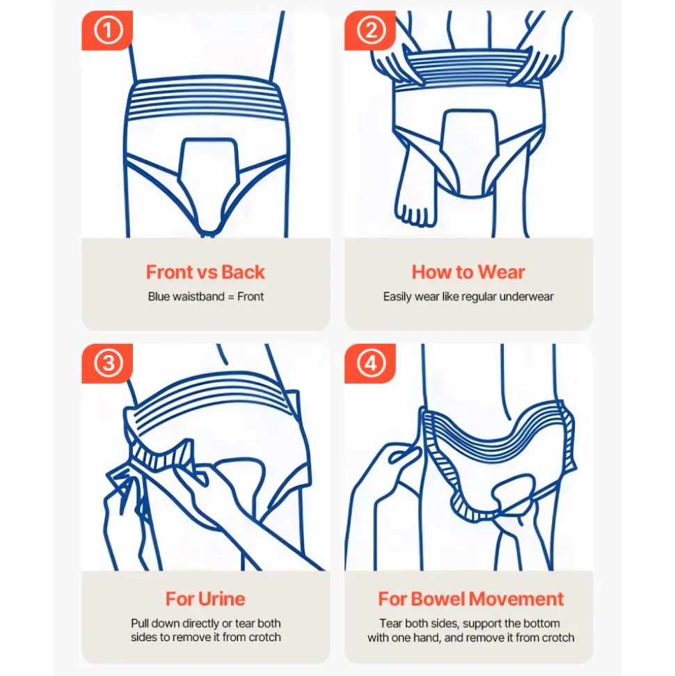 VEVOR Adult Incontinence Underwear, High Absorbent Protective Underwear for Men & Women, Disposable Adult Pull-ups Diaper with Leakproof Leg Cuff & Wetness Indicator - XL Size, 64 Count (4 Pack of 16)