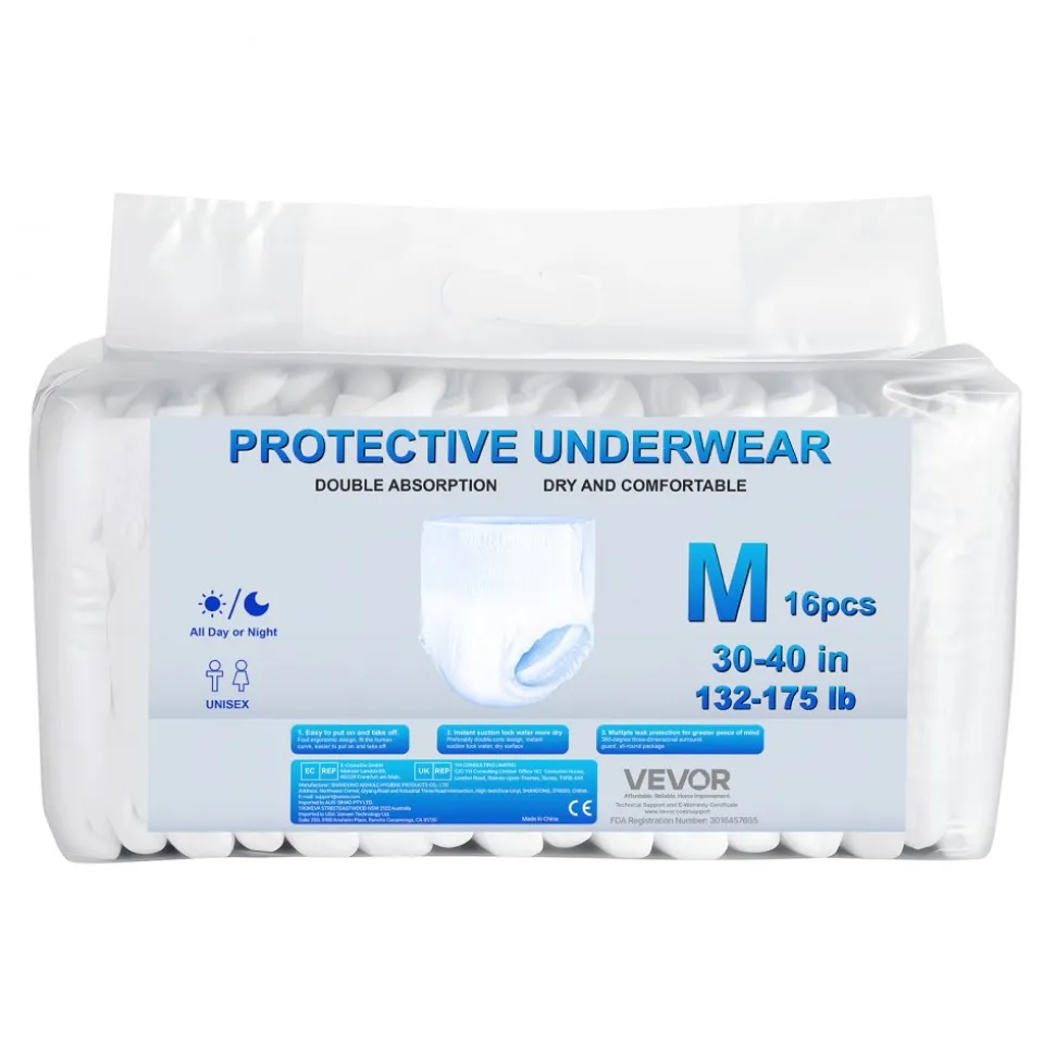 VEVOR Adult Incontinence Underwear, High Absorbent Protective Underwear for Men & Women, Disposable Adult Pull-ups Diaper with Leakproof Leg Cuff & Wetness Indicator - XL Size, 64 Count (4 Pack of 16)