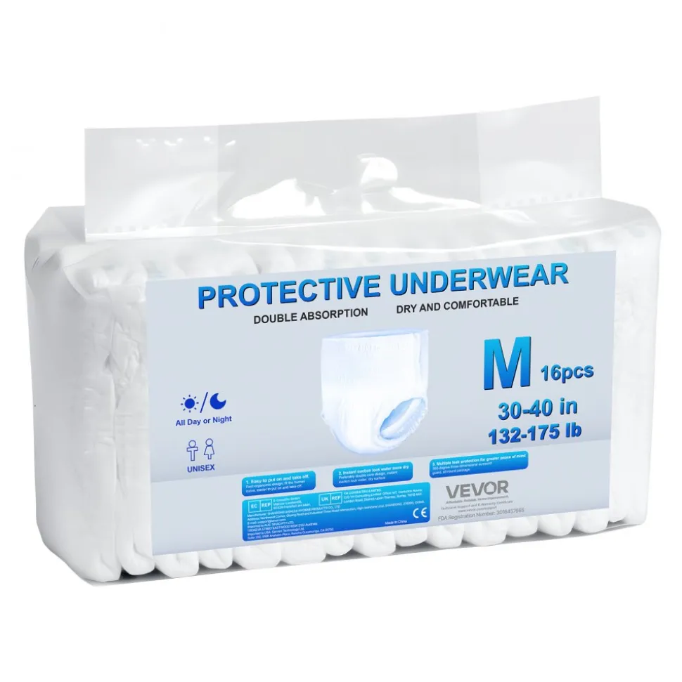 VEVOR Adult Incontinence Underwear, High Absorbent Protective Underwear for Men & Women, Disposable Adult Pull-ups Diaper with Leakproof Leg Cuff & Wetness Indicator - XL Size, 64 Count (4 Pack of 16)