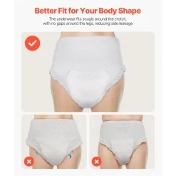 VEVOR Adult Incontinence Underwear, High Absorbent Protective Underwear for Men & Women, Disposable Adult Pull-ups Diaper with Leakproof Leg Cuff & Wetness Indicator - XL Size, 64 Count (4 Pack of 16)