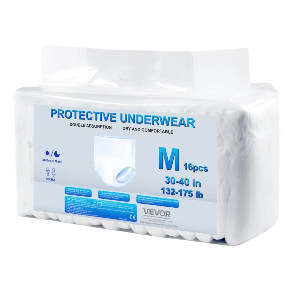 VEVOR Adult Incontinence Underwear, High Absorbent Protective Underwear for Men & Women, Disposable Adult Pull-ups Diaper with Leakproof Leg Cuff & Wetness Indicator - XL Size, 64 Count (4 Pack of 16)