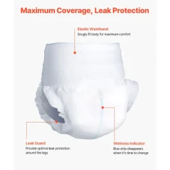 VEVOR Adult Incontinence Underwear, High Absorbent Protective Underwear for Men & Women, Disposable Adult Pull-ups Diaper with Leakproof Leg Cuff & Wetness Indicator - L Size, 64 Count (4 Packs of 16)