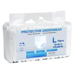 VEVOR Adult Incontinence Underwear, High Absorbent Protective Underwear for Men & Women, Disposable Adult Pull-ups Diaper with Leakproof Leg Cuff & Wetness Indicator - L Size, 64 Count (4 Packs of 16)