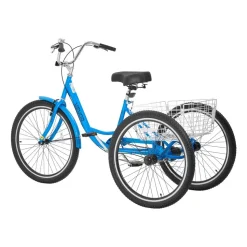 VEVOR Adult Tricycle 26 inch Trike for Adult 3 Wheel Cruiser Bike, with Cargo Basket, Adjustable Seat, and Double-Wall Wheel Rims, Carbon Steel Shopping Picnic Tricycles for Women, Men, Seniors