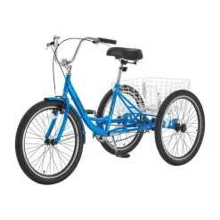 VEVOR Adult Tricycle 24 inch Trike for Adult 3 Wheel Cruiser Bike, with Cargo Basket, Adjustable Seat, and Double-Wall Wheel Rims, Carbon Steel Shopping Picnic Tricycles for Women, Men, Seniors
