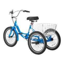 VEVOR Adult Tricycle 20 inch Trike for Adult 3 Wheel Cruiser Bike, with Cargo Basket, Adjustable Seat, and Double-Wall Wheel Rims, Carbon Steel Shopping Picnic Tricycles for Women, Men, Seniors