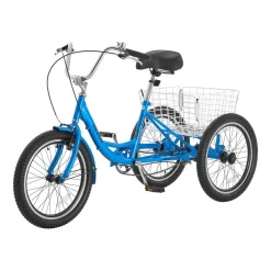VEVOR Adult Tricycle 20 inch Trike for Adult 3 Wheel Cruiser Bike, with Cargo Basket, Adjustable Seat, and Double-Wall Wheel Rims, Carbon Steel Shopping Picnic Tricycles for Women, Men, Seniors