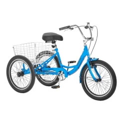 VEVOR Adult Tricycle 20 inch Trike for Adult 3 Wheel Cruiser Bike, with Cargo Basket, Adjustable Seat, and Double-Wall Wheel Rims, Carbon Steel Shopping Picnic Tricycles for Women, Men, Seniors