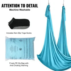 VEVOR Aerial Silk & Yoga Swing, 11 Yards, Aerial Yoga Hammock Kit with 100gsm Nylon Fabric, Full Rigging Hardware & Easy Set-up Guide, Antigravity Flying for All Levels Fitness Bodybuilding, Blue