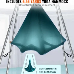 VEVOR Aerial Yoga Frame & Yoga Hammock, 9.67 ft Height Professional Yoga Swing Stand Comes with 6.6 Yards Aerial Hammock, Max 551.15 lbs Load Capacity Yoga Rig for Indoor Outdoor Aerial Yoga, Green