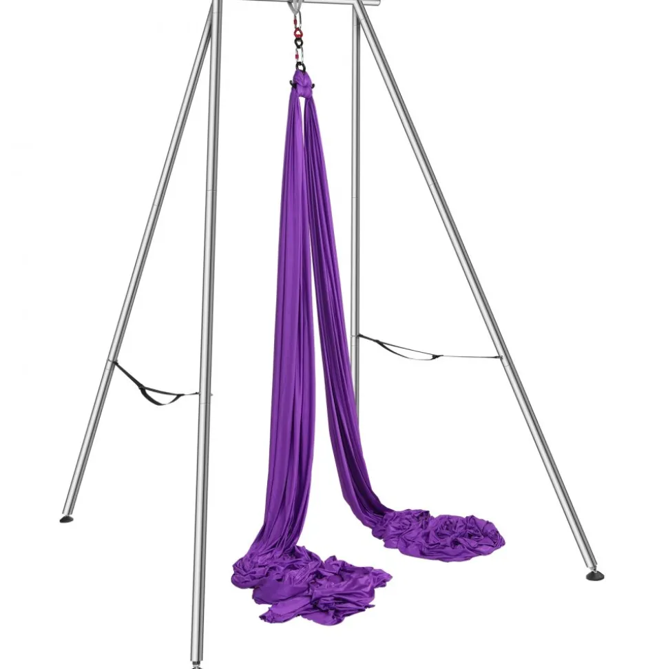 VEVOR Aerial Yoga Frame & Yoga Hammock, 9.67 ft Height Professional Yoga Swing Stand Comes with 13.1 Yards Aerial Hammock, Max 551.15 lbs Load Capacity Yoga Rig for Indoor Outdoor Aerial Yoga, Purple