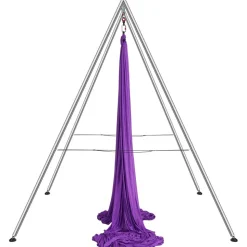 VEVOR Aerial Yoga Frame & Yoga Hammock, 9.67 ft Height Professional Yoga Swing Stand Comes with 13.1 Yards Aerial Hammock, Max 551.15 lbs Load Capacity Yoga Rig for Indoor Outdoor Aerial Yoga, Purple
