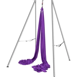 VEVOR Aerial Yoga Frame & Yoga Hammock, 9.67 ft Height Professional Yoga Swing Stand Comes with 13.1 Yards Aerial Hammock, Max 551.15 lbs Load Capacity Yoga Rig for Indoor Outdoor Aerial Yoga, Purple