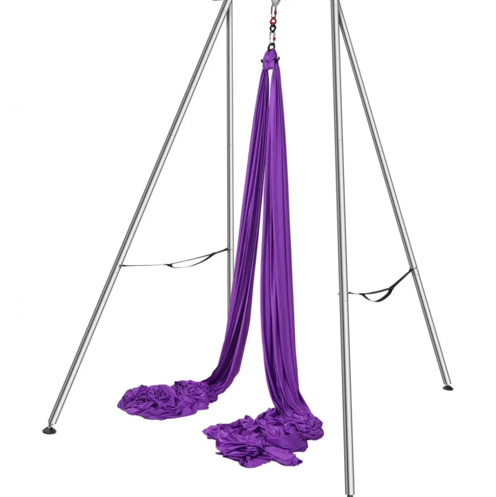 VEVOR Aerial Yoga Frame & Yoga Hammock, 9.67 ft Height Professional Yoga Swing Stand Comes with 13.1 Yards Aerial Hammock, Max 551.15 lbs Load Capacity Yoga Rig for Indoor Outdoor Aerial Yoga, Purple