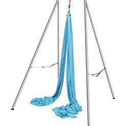 VEVOR Aerial Yoga Frame & Yoga Hammock, 9.67 ft Height Professional Yoga Swing Stand Comes with 13.1 Yards Aerial Hammock, Max 551.15 lbs Load Capacity Yoga Rig for Indoor Outdoor Aerial Yoga, Blue