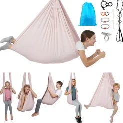 VEVOR Aerial Yoga Hammock, 300 lbs Load Aerial Silk, Yoga Swing with Nylon Fabric, PE Zipper Bag for Parent-Child Interaction, Strengthen Muscles & Improve Practice, Hammock and Swing Combo