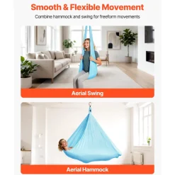 VEVOR Aerial Yoga Hammock, Maximum 300 lbs Load Aerial Silk, Yoga Swing with Nylon Fabric, Daisy Rope, PE Zipper Bag, Gymnastics Swings Suitable for Men and Women, Dual-Function Hammock & Swing