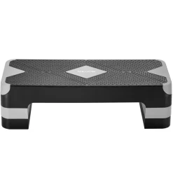 VEVOR Aerobic Exercise Step Platform, 28-Inch Workout Aerobic Stepper, Height Adjustable Fitness Training Step Deck Trainer with 4 Risers, Non-Slip Surface Bench for Home Gym Cardio Strength, Gray