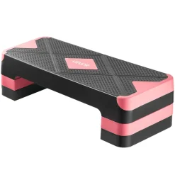 VEVOR Aerobic Exercise Step Platform, 28-Inch Workout Aerobic Stepper, Height Adjustable Fitness Training Step Deck Trainer with 4 Risers, Non-Slip Surface Bench for Home Gym Cardio Strength, Red