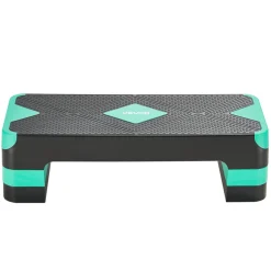 VEVOR Aerobic Exercise Step Platform, 28-Inch Workout Aerobic Stepper, Height Adjustable Fitness Training Step Deck Trainer with 4 Risers, Non-Slip Surface Bench for Home Gym Cardio Strength, Green