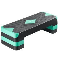 VEVOR Aerobic Exercise Step Platform, 28-Inch Workout Aerobic Stepper, Height Adjustable Fitness Training Step Deck Trainer with 4 Risers, Non-Slip Surface Bench for Home Gym Cardio Strength, Green
