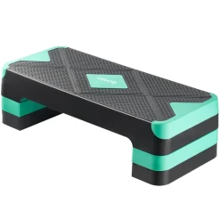 VEVOR Aerobic Exercise Step Platform, 28-Inch Workout Aerobic Stepper, Height Adjustable Fitness Training Step Deck Trainer with 4 Risers, Non-Slip Surface Bench for Home Gym Cardio Strength, Green