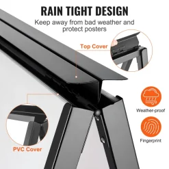 VEVOR A Frame Sidewalk Sign, 24x36 Inch Heavy Duty Slide-in Signboard Holder, Double-Sided Folding Sandwich Board Signs, Steel Pavement Sign Poster for Outdoor Business Street Advertising (Frame only)