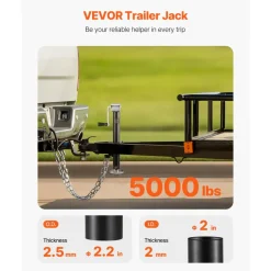 VEVOR A-Frame Trailer Jack, 5000 lbs Dynamic Load Capacity, Trailer Jack Stand with Handle & Rectangular Footpad, 15-inch Vertical Travel, Suitable for RV, Horse, Utility Trailers, Yacht Trailers