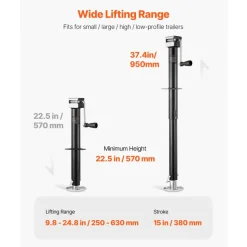 VEVOR A-Frame Trailer Jack, 5000 lbs Dynamic Load Capacity, Trailer Jack Stand with Handle & Rectangular Footpad, 15-inch Vertical Travel, Suitable for RV, Horse, Utility Trailers, Yacht Trailers