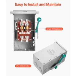 VEVOR 100A Generator Transfer Switch, 24000W Manual Transfer Switch, Heavy Duty Double-Throw Power Transfer Switch 120/240V, Meeting NEMA 3R Standards, for Outdoor, Indoor, and Portable Generator