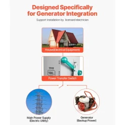 VEVOR 100A Generator Transfer Switch, 24000W Manual Transfer Switch, Heavy Duty Double-Throw Power Transfer Switch 120/240V, Meeting NEMA 3R Standards, for Outdoor, Indoor, and Portable Generator