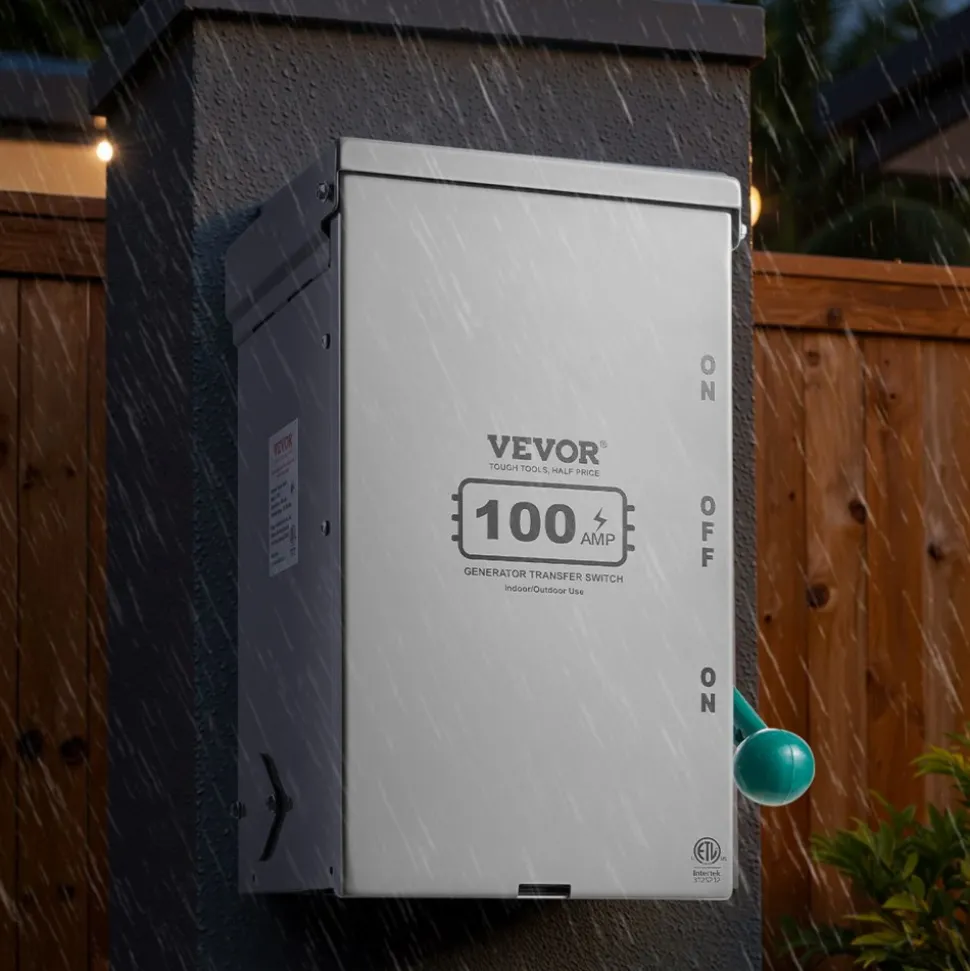 VEVOR 100A Generator Transfer Switch, 24000W Manual Transfer Switch, Heavy Duty Double-Throw Power Transfer Switch 120/240V, Meeting NEMA 3R Standards, for Outdoor, Indoor, and Portable Generator